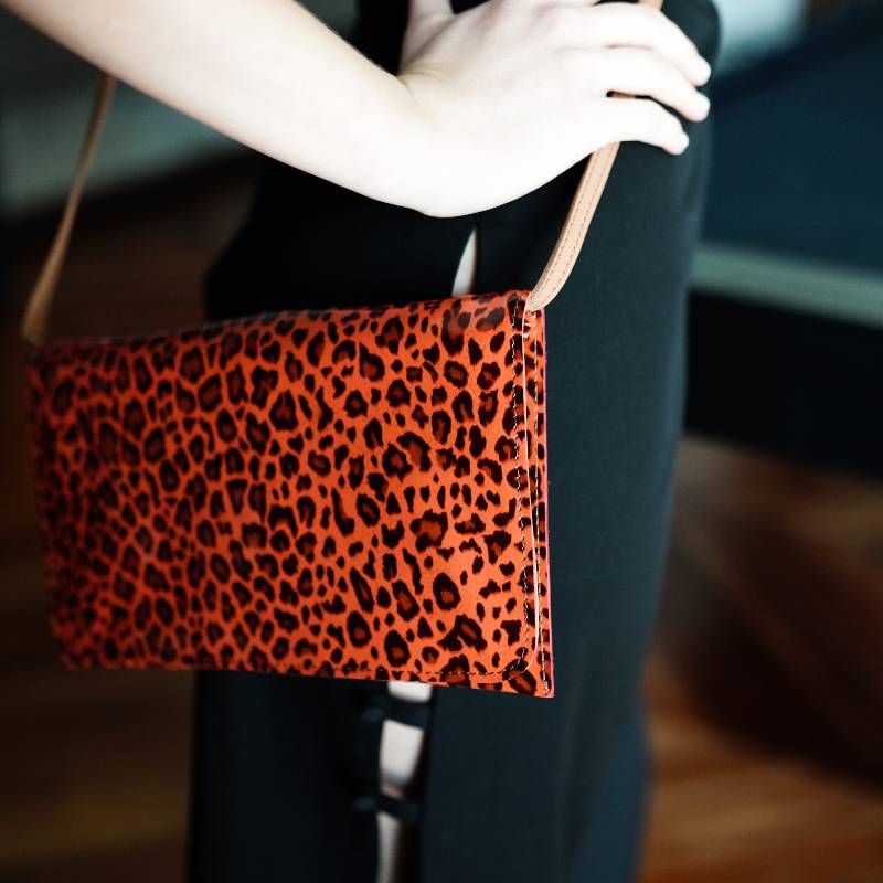 Sateen Pouch – Orange Leopard - Image 3